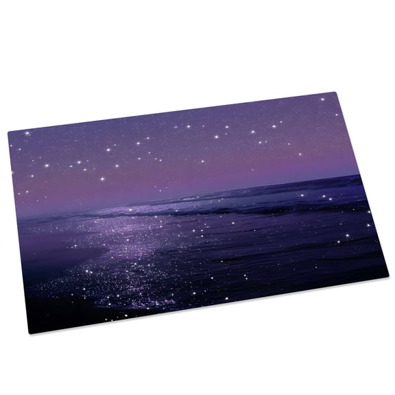 Beach Scenery Door Mat 16x24 Inch Dreamy Dark Purple Glitter Sand Sunset Beach Entryway Rug with Non-Slip Rubber, Front Door Mat Indoor Floor Mats for Living Room Bathroom Bedroom Home Office