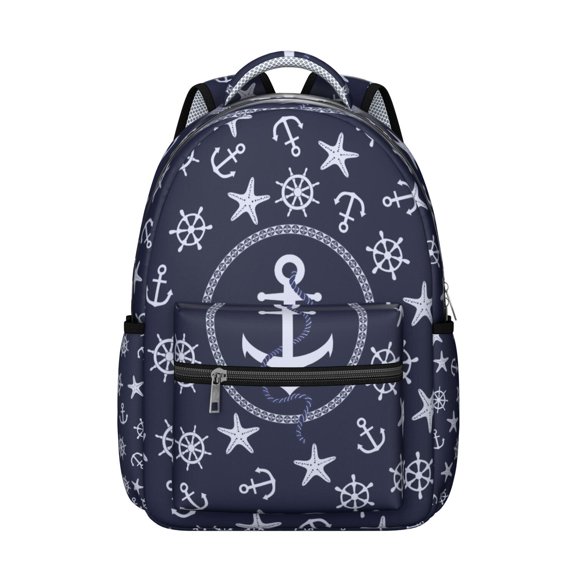 Beach and Sea Backpack for Student Waterproof Scratch-Resistant School Bag with Beacon, Coast, and Waves Print, Adjustable Straps, Breathable Foam Padding for School and Travel