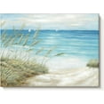 thumbnail image 1 of Beach Sea Canvas Wall Art: Seaside Coastal Reed Painting Blue Ocean Nautical Picture Modern Minimalist Seascape Grass Path Artwork Decor for Living Room Bedroom, 1 of 6