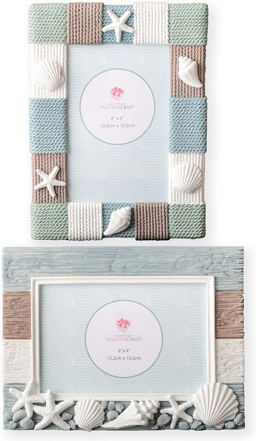 Beach Sea Ocean Shell Themed Picture Frames ~ Set of 2 Frames ~ for 4x6 ...