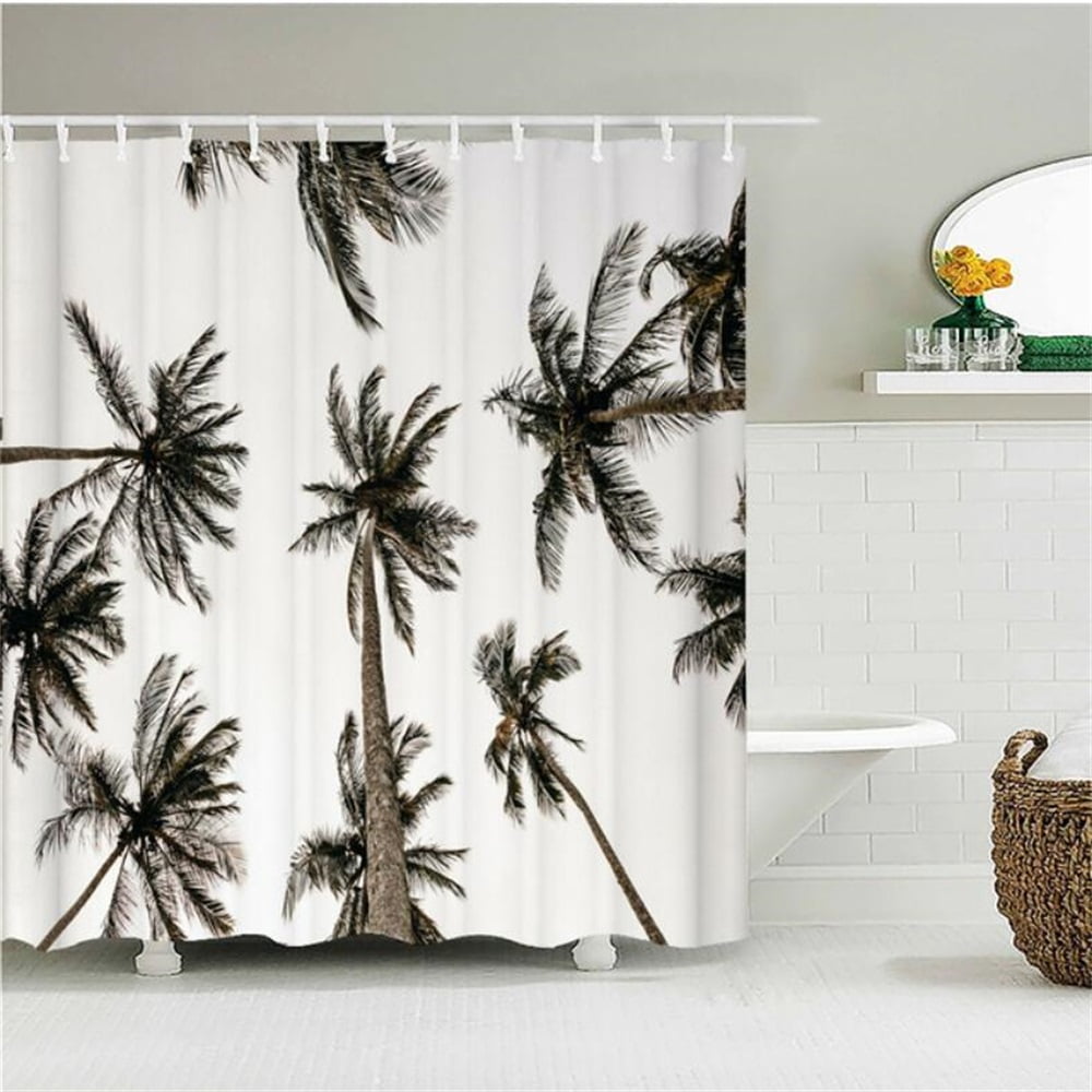 Beach Sea Palm Trees Shower Curtains 3d Nature Scenery Waterproof
