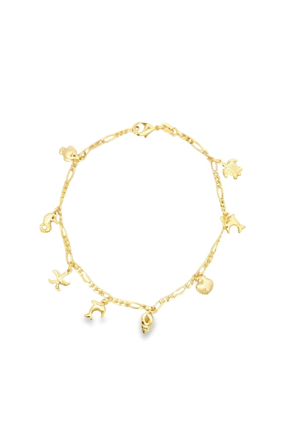 Beach Sea Shell, Star Fish, Sea Horse, Turtle Charm Anklet (E29)