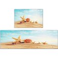 thumbnail image 1 of Beach Sea Shell Tropical Kitchen Rugs and Mats Non Skid Washable Set of 2, Ocean Summer Wood Blue Kitchen Runner Rug, Farmhouse Kitchen Floor Mat Under Sink Mat Throw Rug for Doormat, 1 of 6