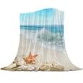 thumbnail image 1 of Beach Sea Starfish Shells Home Textile Blanket Cover Decorative Fleece Blankets for Sofa Bed Throw Blanket for Kids Adults, 1 of 4