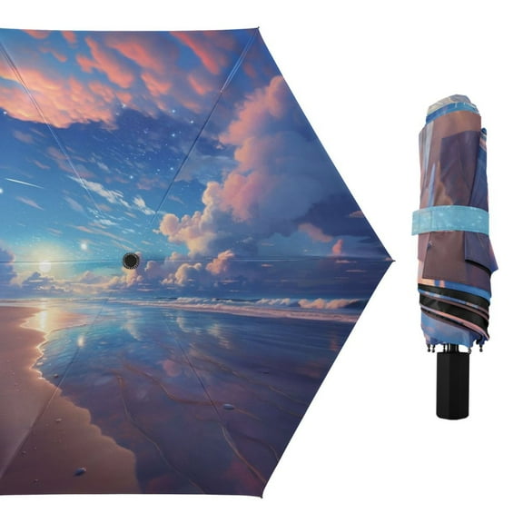 Beach Sea Sun Compact Sun Umbrella Windproof Travel Umbrellas for Rain Strong Portable UV Protection