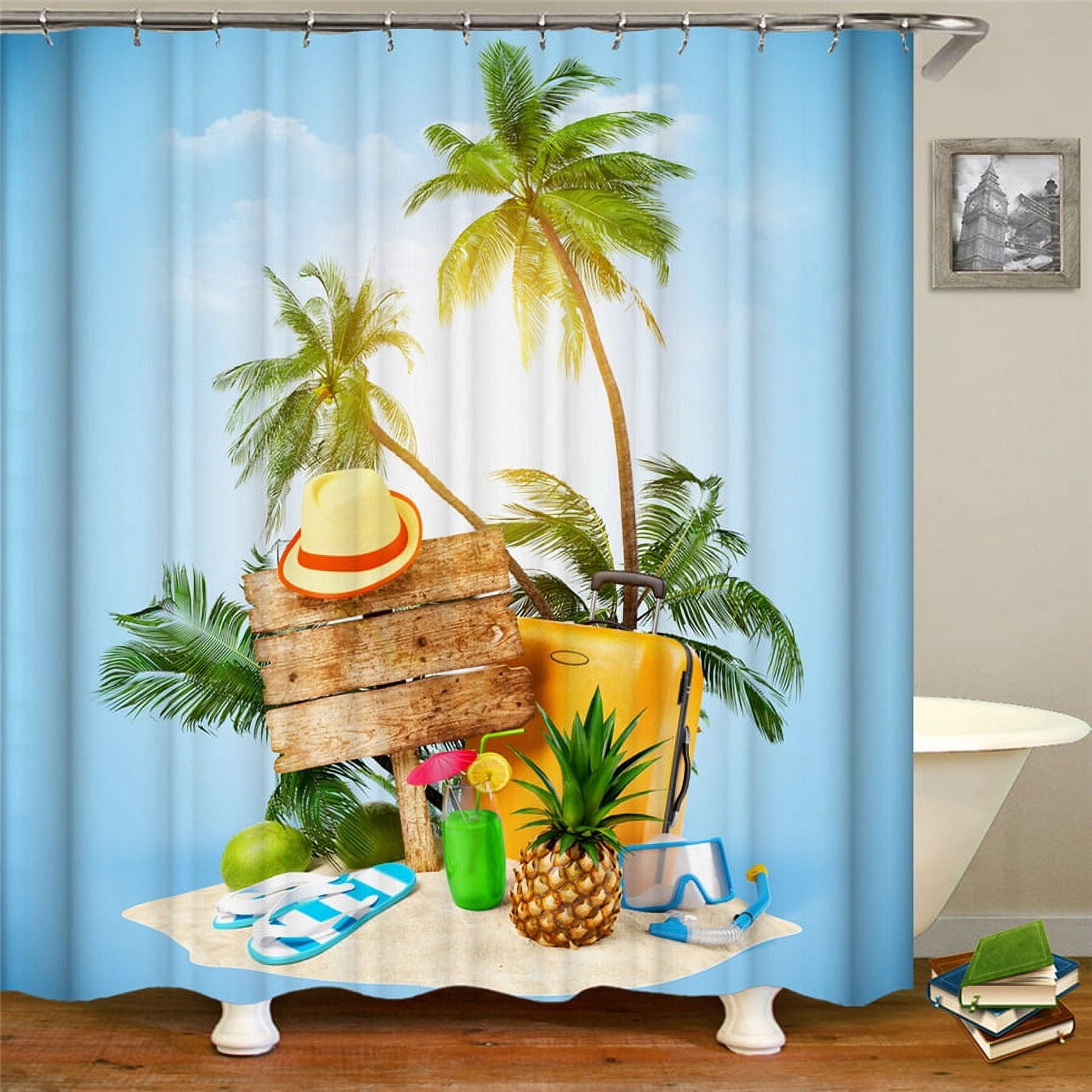 Beach Sea wave Bathroom Curtain Shower Curtain 3d Curtains with Fabric