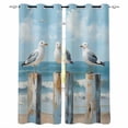 thumbnail image 1 of Beach Seagull Blackout Curtains for Bedroom/Living Room, Thermal Insulated Kitchen Curtains, Birds Rustic Wood Watercolor Painted Grommet Darkening Window Treatment Drapes 52"x84"x2, 1 of 8