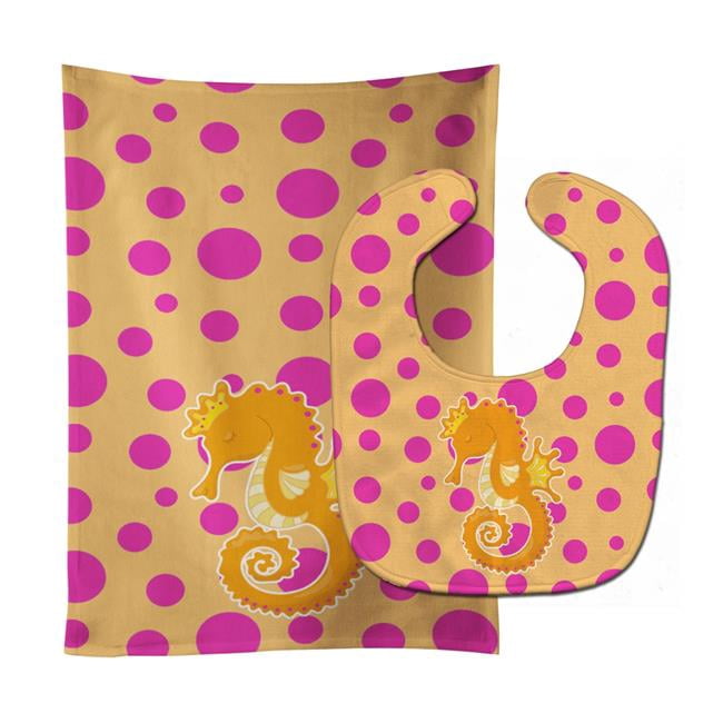 Beach Seahorse Baby Bib & Burp Cloth