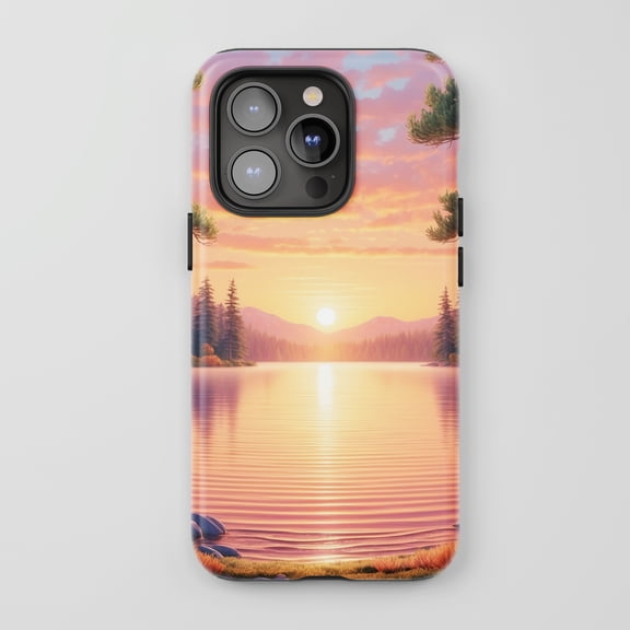 Beach Seascape For All iPhone Series Protective Phone Case Painting Art Style Muted Multi-color