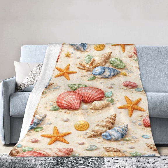 Beach Seashell Blanket Gift for Beach Lovers Summer Home Decor 50x40