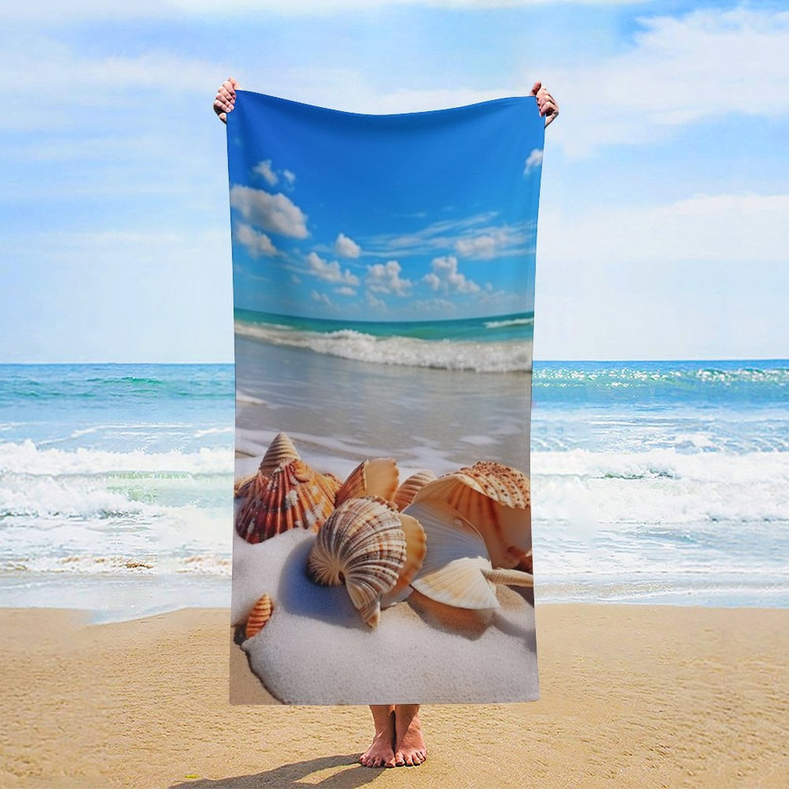 Beach Seashell Coastal Florida Beach Towels Absorbent Quick Dry Towel Sand Free Quick Dry Travel Towels Nautical Beach Summer Microfiber Bath Towel for Travel Sports Bath Swimming 30x60 inch