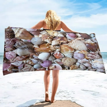 Beach Seashell Star Towel Summer Bathroom Soft Absorbent Multipurpose Quick Dry Sand Free