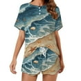 thumbnail image 1 of Beach Seashell Starfish 2 Pack Women’s Pajama Set Print Sleepwear And Shorts Y2k Loungewear Sets S-5XL, 1 of 7