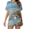 thumbnail image 1 of Beach Seashell Starfish 2 Pack Women’s Pajama Set Print Sleepwear And Shorts Y2k Loungewear Sets S-5XL, 1 of 7