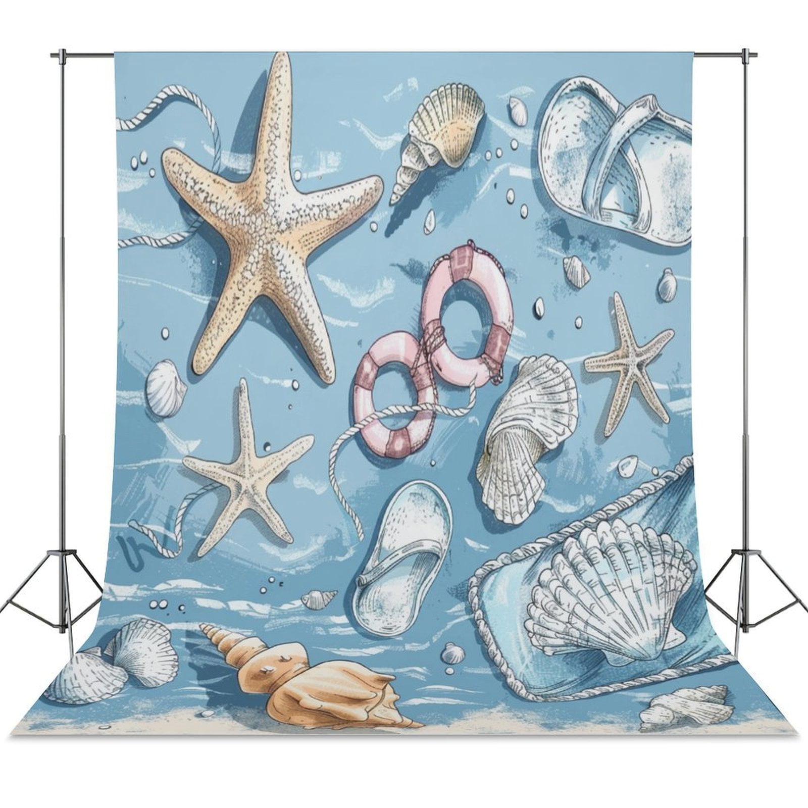 10x8ft photo backdrop, starfish coastal soft polyester... Beach Seashell Starfish Backdrops for Photography for Party Backdrop ...