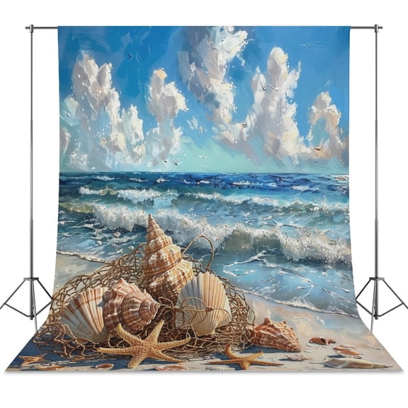 Beach Seashell Starfish Backdrops for Photography for Party Backdrop Wedding Backdrop Background Picture