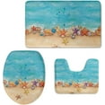 thumbnail image 1 of Beach Seashell Starfish Bathroom Rugs Set 3 Pieces, Toilet Lid Cover, Contour Mat, Bath Mat, Non Slip, Absorbent, 1 of 6