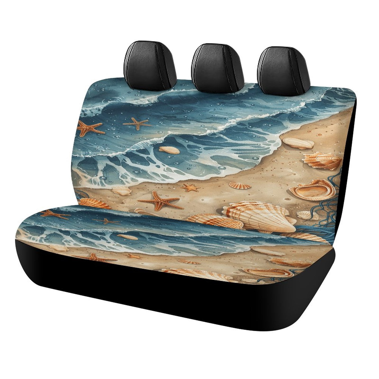 Beach Seashell Starfish Car Accessories Bench Seat Covers for Cars Print Car Seat Protector Cover for Rear Universal Fit