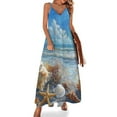 thumbnail image 1 of Beach Seashell Starfish Design Sleeveless Dress Woman Fashion Long Dresses Women's Summer Suit Dress 2025, 1 of 7