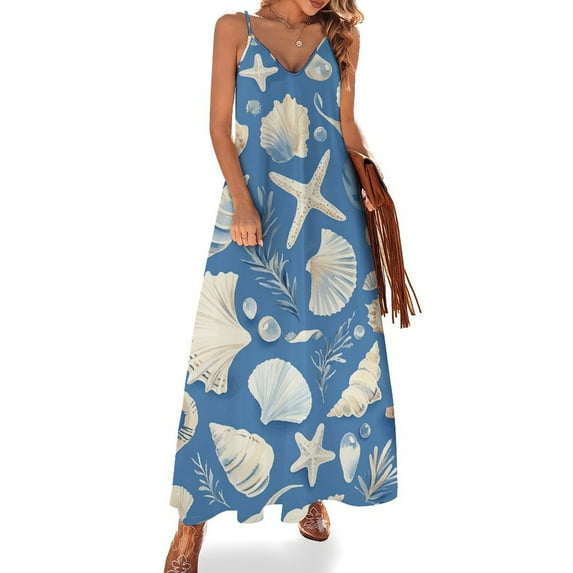 Beach Seashell Starfish Design Sleeveless Dress Woman Fashion Long Dresses Women's Summer Suit Dress 2025
