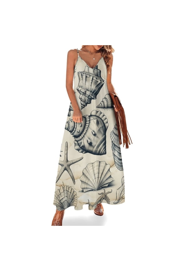 Beach Seashell Starfish Fine Art Sleeveless Dress Summer Dress Woman 2025