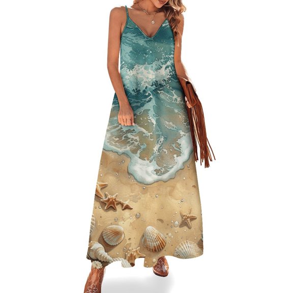 Beach Seashell Starfish Fine Art Sleeveless Dress Summer Dress Woman 2025