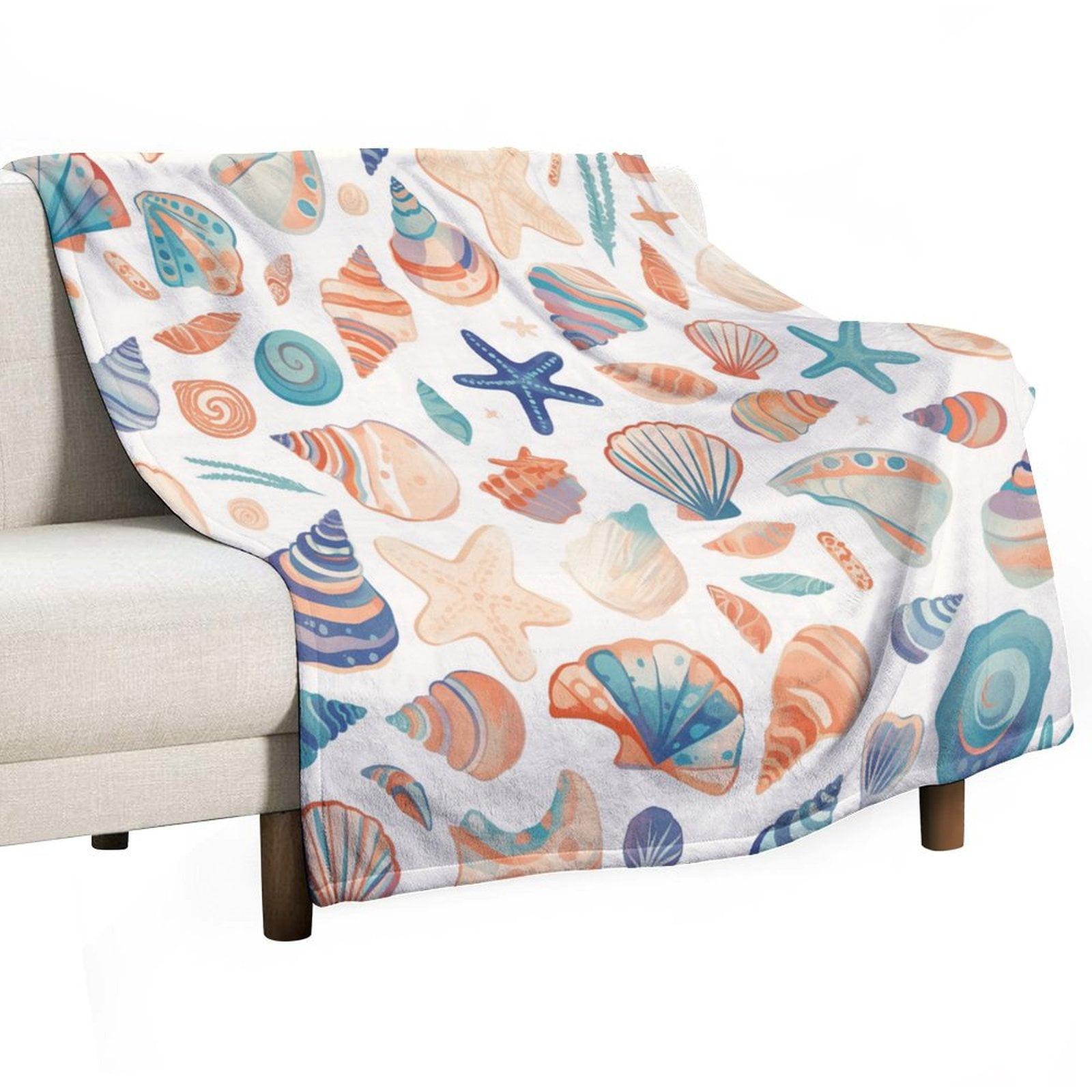 Beach Seashell Starfish Flannel Blanket Lightweight Blanket for Couch Beach Seashell Starfish Flannel Blanket Lightweight Blanket for Couch