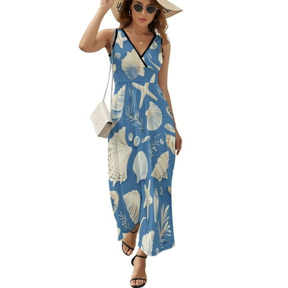 Beach Seashell Starfish King Size Sleeveless Dress Dresses Summer Women Dresses Clothing Woman Dresses Dress
