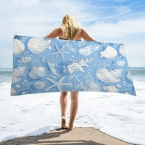 Beach Seashell Starfish Oversized -Washed Lightweight Quick Dry Beach Towels - 32"x63"
