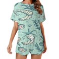 thumbnail image 1 of Beach Seashell Starfish Pajamas Set Womens Loungewear Sleepwear 2 Piece PJ Sets, 1 of 7