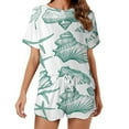 thumbnail image 1 of Beach Seashell Starfish Pajamas Set Womens Loungewear Sleepwear 2 Piece PJ Sets, 1 of 7