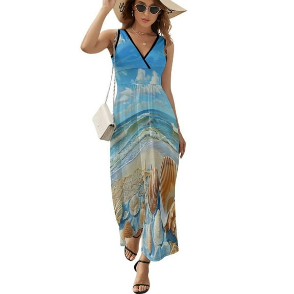 Beach Seashell Starfish Pattern Design Sleeveless Dress Summer Clothes for Women Women's Clothing 2025