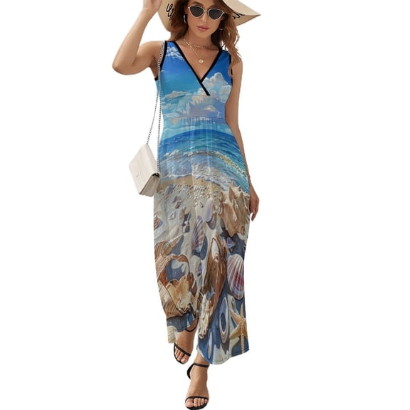 Beach Seashell Starfish Pattern Design Sleeveless Dress Summer Clothes for Women Women's Clothing 2025
