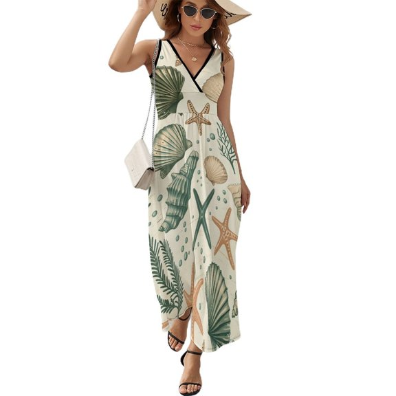 Beach Seashell Starfish Pattern Design Sleeveless Dress Summer Clothes for Women Women's Clothing 2025