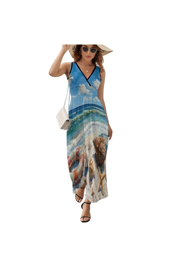 Beach Seashell Starfish Pattern Design Sleeveless Dress Summer Clothes for Women Women's Clothing 2025