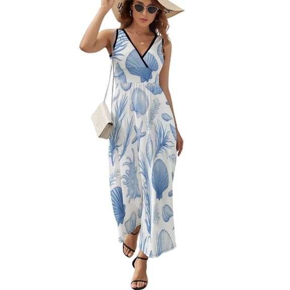 Beach Seashell Starfish Pattern Design Sleeveless Dress Summer Clothes for Women Women's Clothing 2025