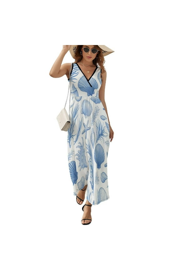Beach Seashell Starfish Pattern Design Sleeveless Dress Summer Clothes for Women Women's Clothing 2025