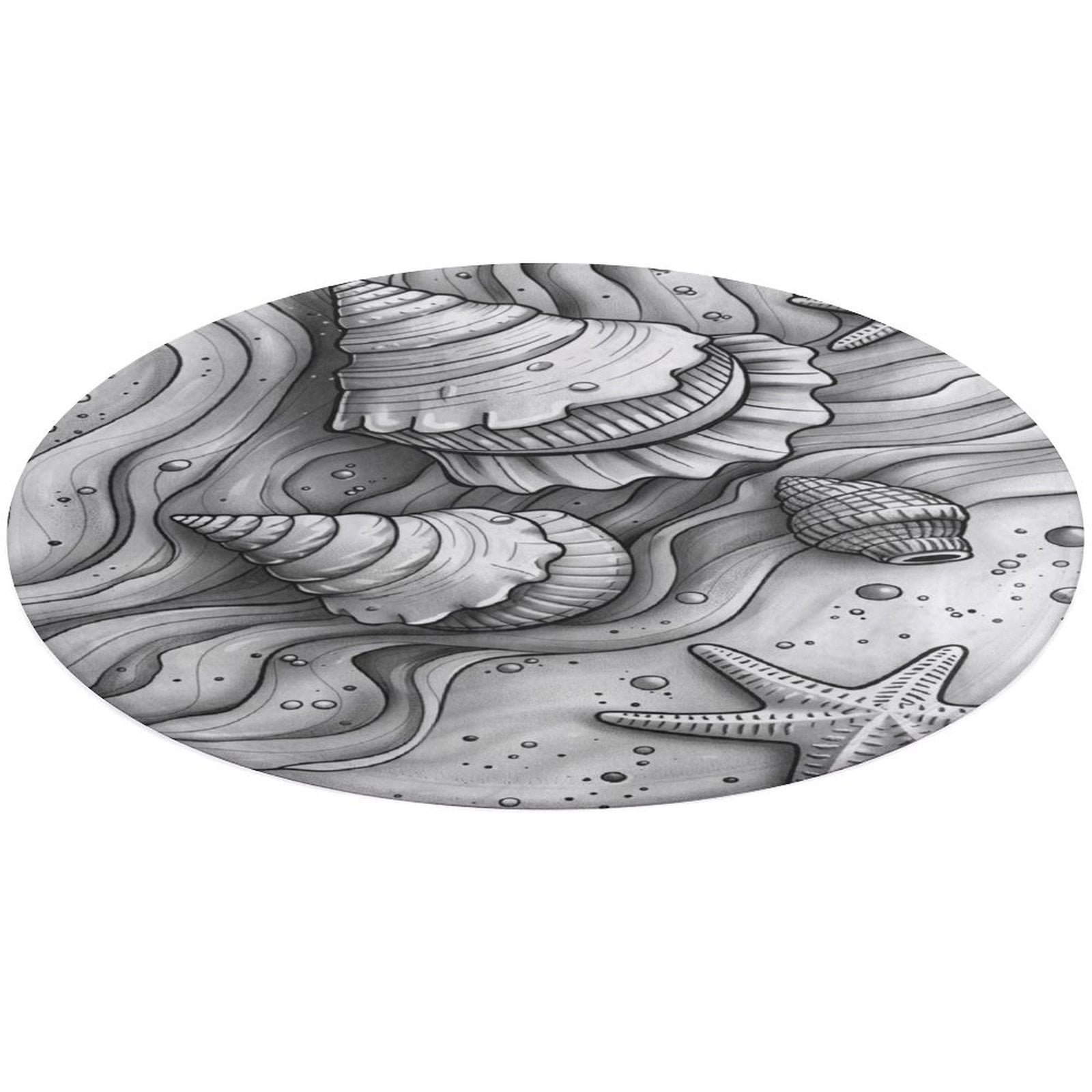 Beach Seashell Starfish Round Rugs -Washable Non-Slip Small Round Area ...