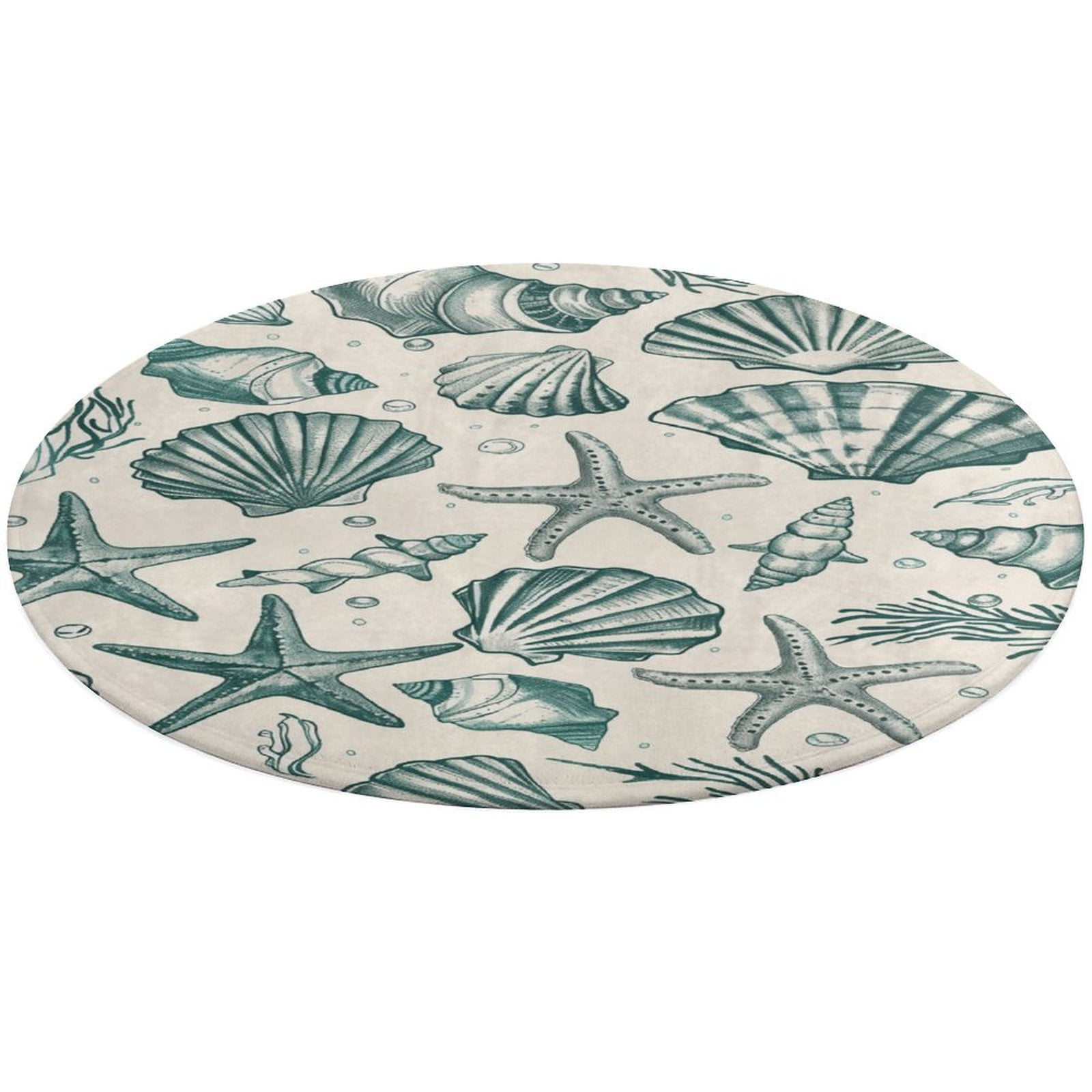 Beach Seashell Starfish Round Rugs -Washable Non-Slip Small Round Area ...