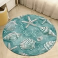 thumbnail image 1 of Beach Seashell Starfish Round Small Area Rug, Print Non Slip Washable Floor Mat, Soft Throw Rug for Living Room, Powder Room Entryway, Bathroom, Bedside, 1 of 6