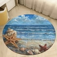 thumbnail image 1 of Beach Seashell Starfish Round Small Area Rug, Print Non Slip Washable Floor Mat, Soft Throw Rug for Living Room, Powder Room Entryway, Bathroom, Bedside, 1 of 6