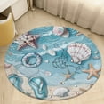 thumbnail image 1 of Beach Seashell Starfish Round Small Area Rug, Print Non Slip Washable Floor Mat, Soft Throw Rug for Living Room, Powder Room Entryway, Bathroom, Bedside, 1 of 6