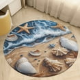 thumbnail image 1 of Beach Seashell Starfish Round Small Area Rug, Print Non Slip Washable Floor Mat, Soft Throw Rug for Living Room, Powder Room Entryway, Bathroom, Bedside, 1 of 6