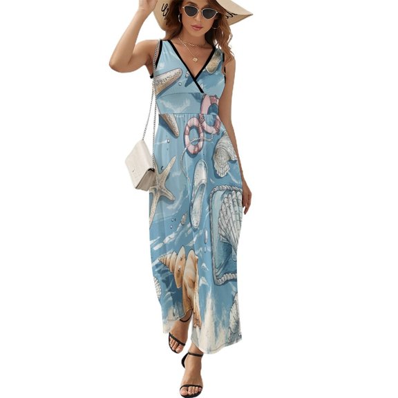 Beach Seashell Starfish Sleeveless Dress Female Clothing Dress Women Summer 2025 Dress
