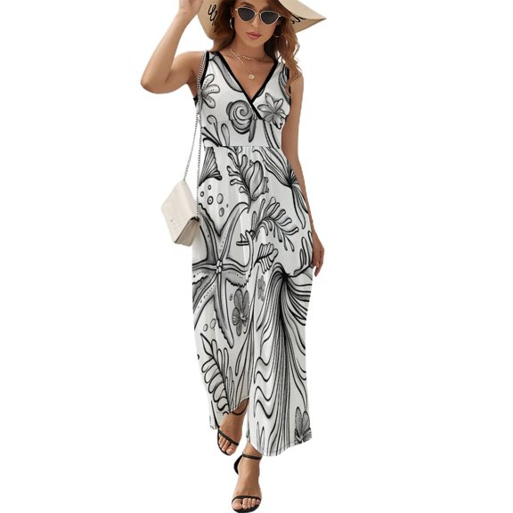 Beach Seashell Starfish Sleeveless Dress Female Clothing Dress Women Summer 2025 Dress