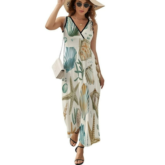 Beach Seashell Starfish Sleeveless Dress Woman Fashion Long Dresses Women's Summer Suit Dress 2025