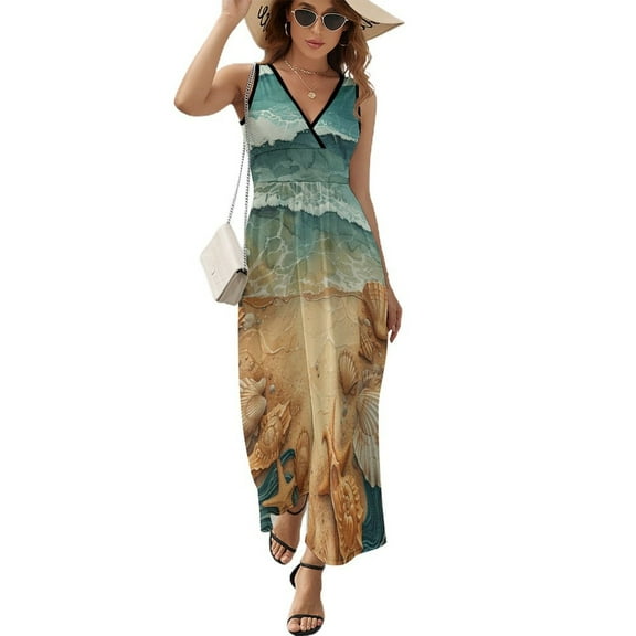 Beach Seashell Starfish Sleeveless Dress Woman Fashion Long Dresses Women's Summer Suit Dress 2025