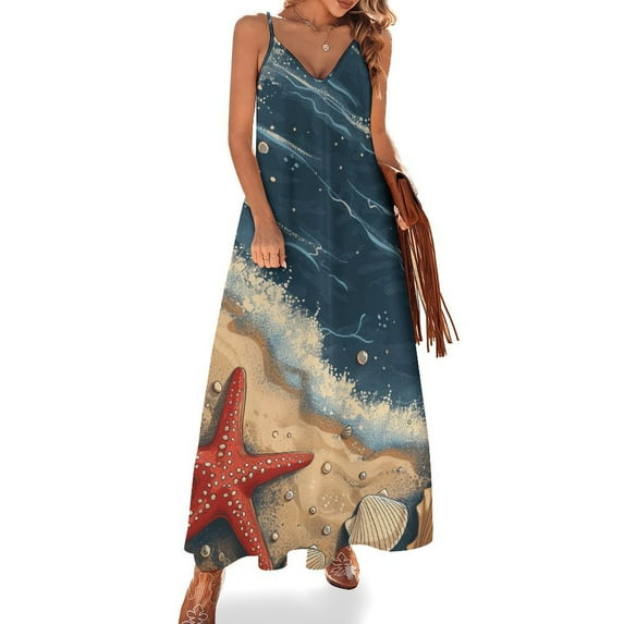 Beach Seashell Starfish Sleeveless Dress Woman Fashion Long Dresses Women's Summer Suit Dress Summer 2025 Women