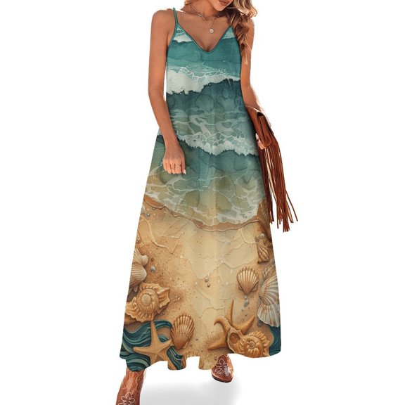 Beach Seashell Starfish Sleeveless Dress for Women Clothing Female Women's Summer Skirt