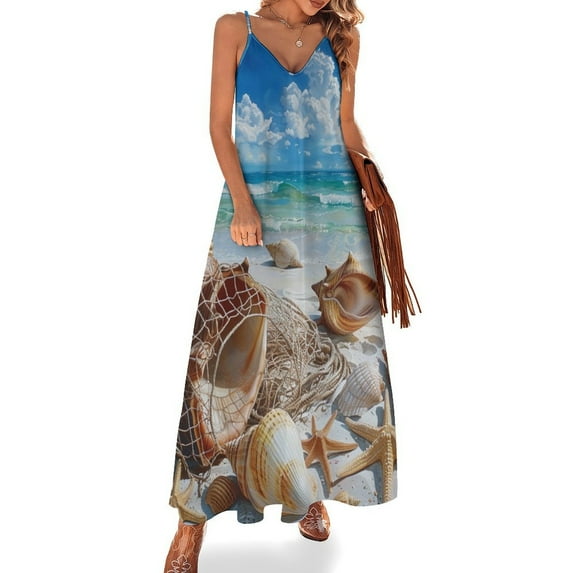 Beach Seashell Starfish Sleeveless Dress for Women Clothing Female Women's Summer Skirt